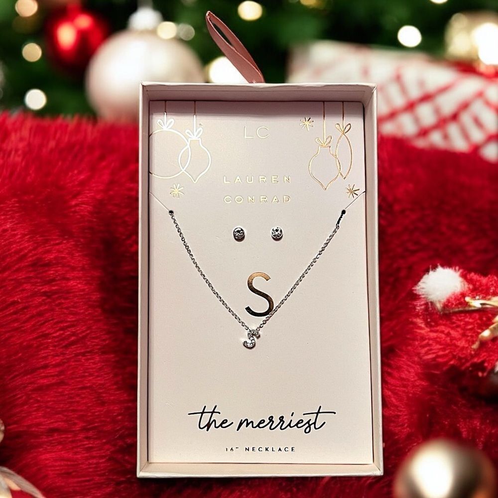 LC Lauren Conrad S Initial Christmas Ornament Necklace And Earrings Set